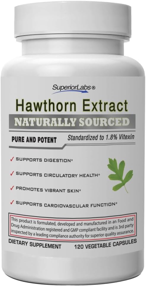 מעבדות עליונות הות'ורן ברי 300 מ"ג, Pure non-GMO, תוספת חינם ההוורן מזומנים קפסולות, High-Potency Circulatory & Blood Pressure Support, Relieves Chest Pain, Digest Aid, 120 Veg Caps