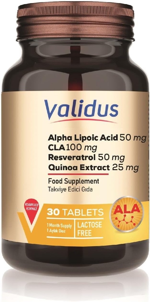 VALIDUS אלפא Lipoic Acid + CLA + Resveratrol 30 טבליות