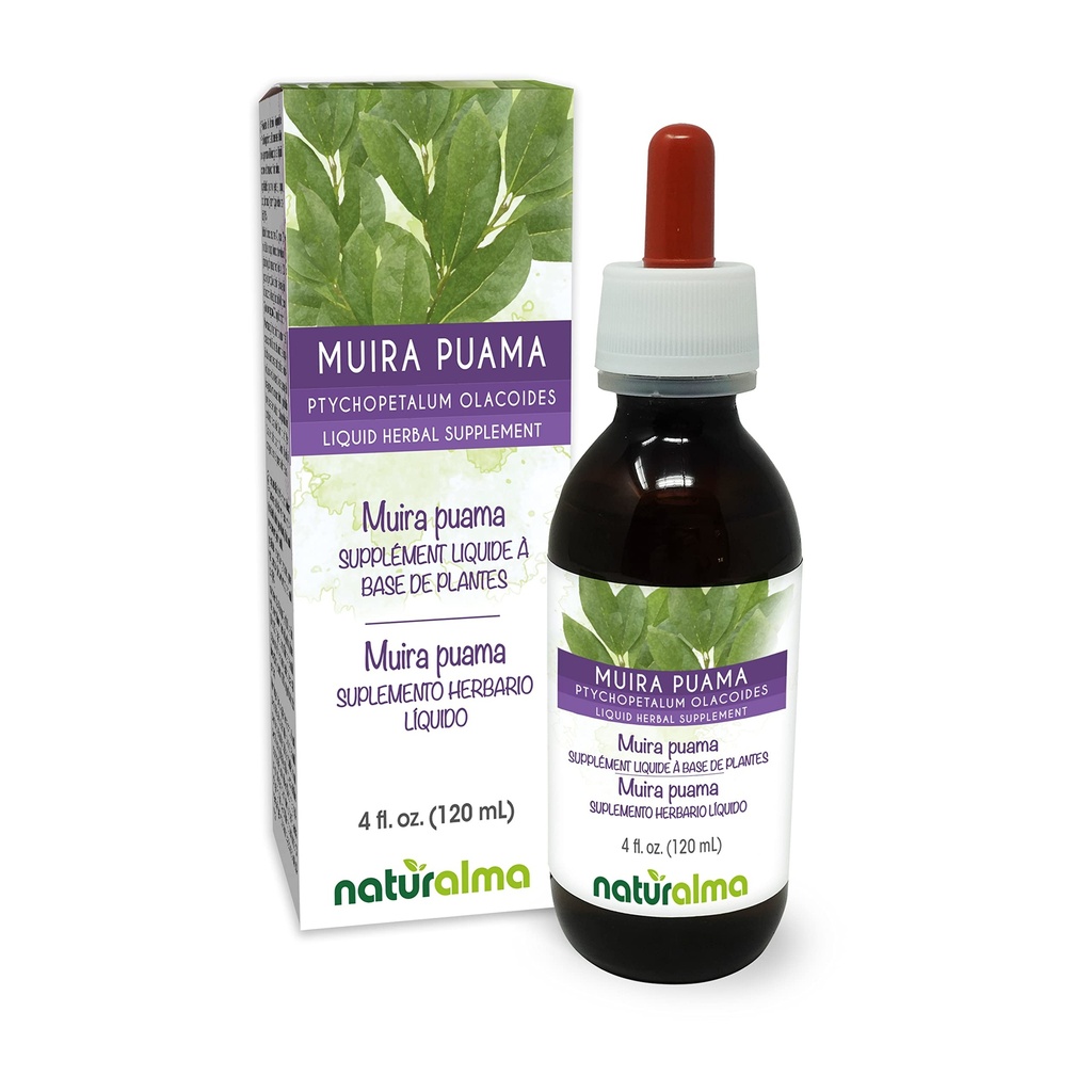 Naturalma Muira puama (Ptychopetalum olacoides) bark Alcohol-Free Tincture - 4 fl oz נוזל לחלץ טיפות - תוסף צמחי - טבעוני