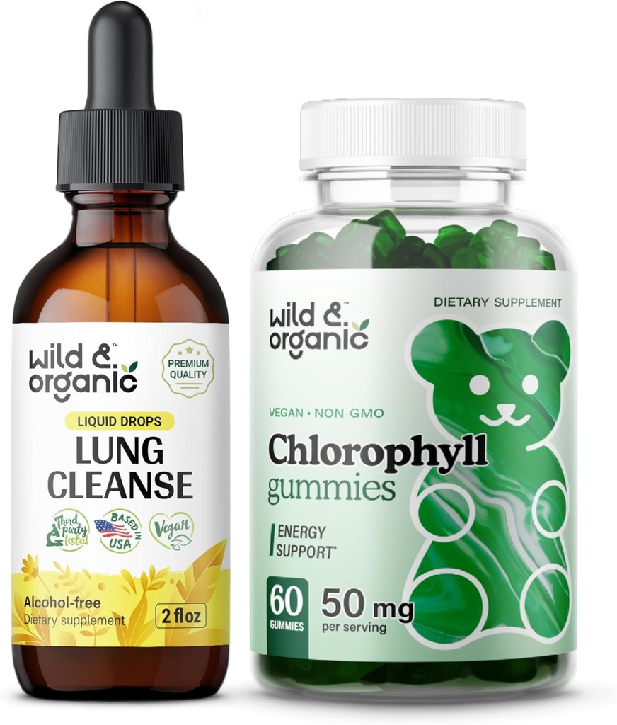 Wild & Organic Lungse Tincture 2 fl oz & Chlorophyll Gummies 60 Chews