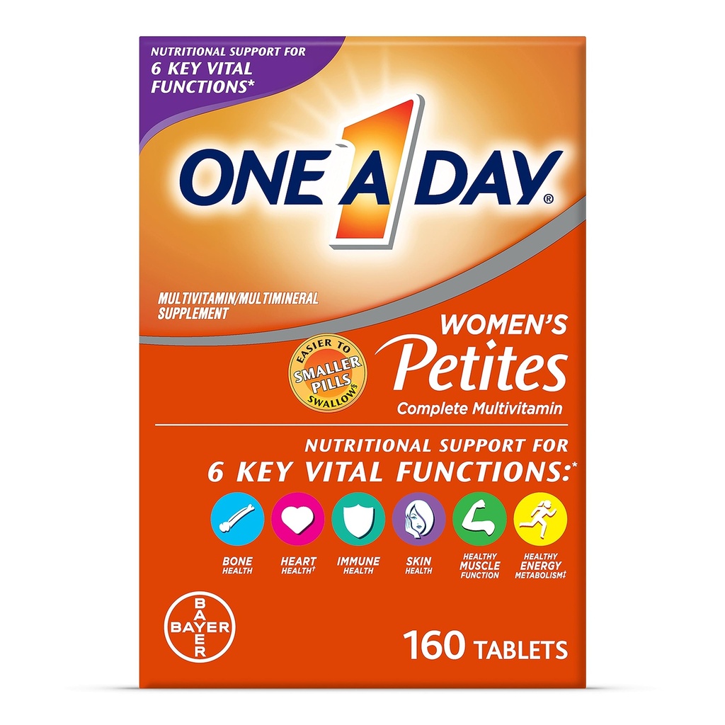 One A Day Women's Petites Multivitamin, Supplement with ויטמין A, C, D, E ו- Zinc for Immune Health Support, B ויטמינים, ביוטין, Folate (כמו חומצה פולית) ועוד,Tablet, 160 ספירה