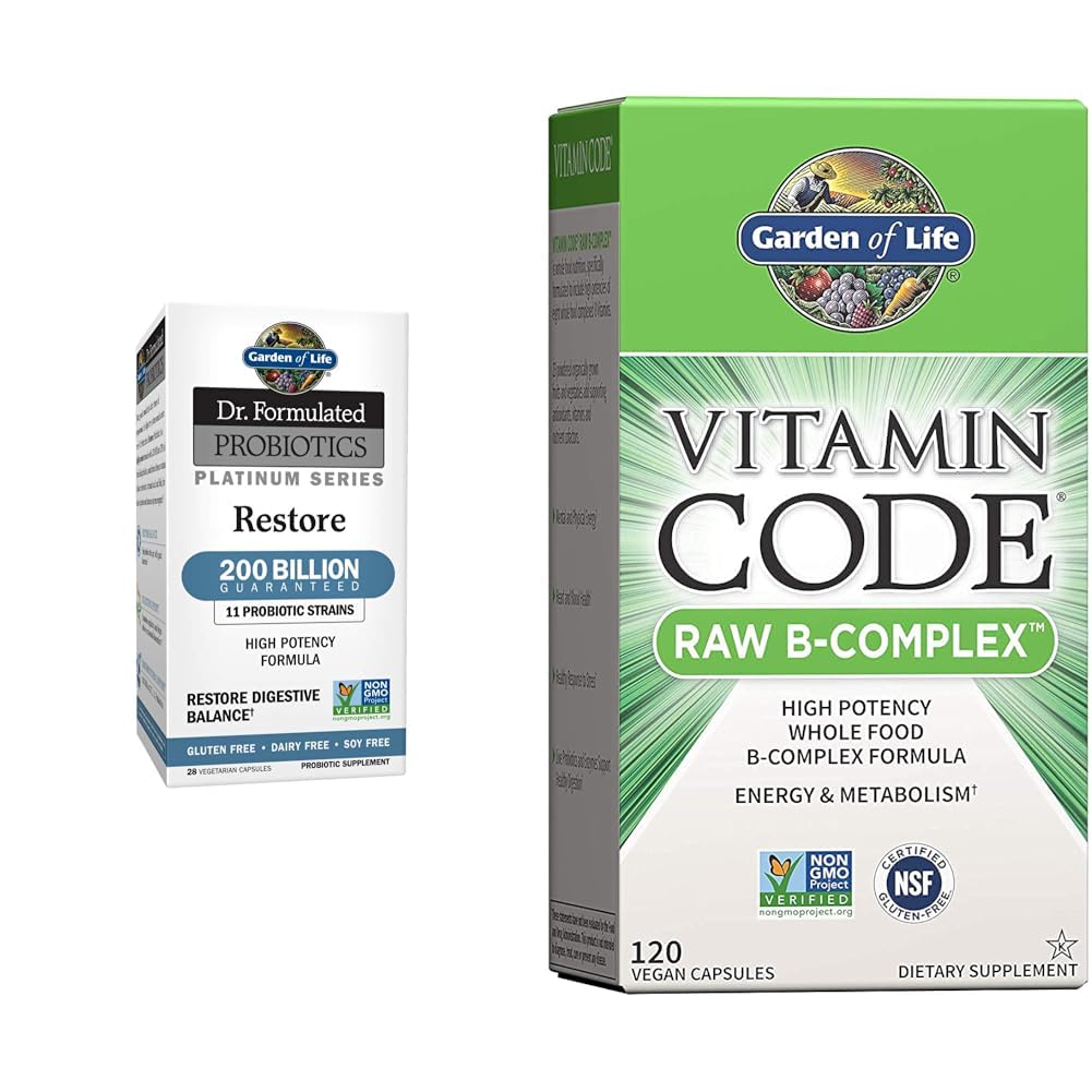 גן החיים ד"ר פורמולה Probiotics פלטינום סדרה של 200 מיליארד CFU & ויטמין B Complex - ויטמין Code Raw B Complex - 120 קפסולות טבעוניות