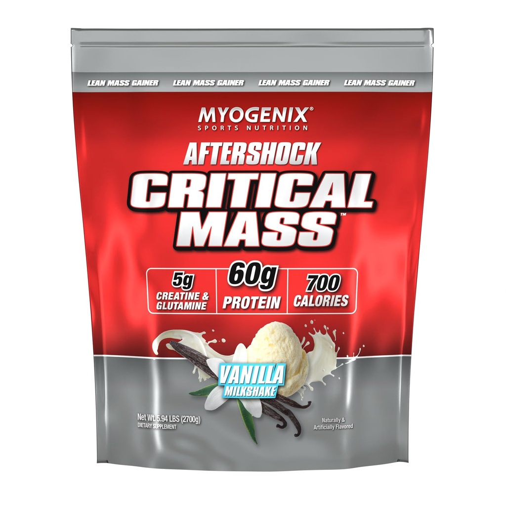 Myogenix Critical Mass Gainer - שריר שמן מקבל תוספת, Zero Lactose Whey אבקת חלבון - Anabolic Whey חלבונים - Vanilla (5 lbs)