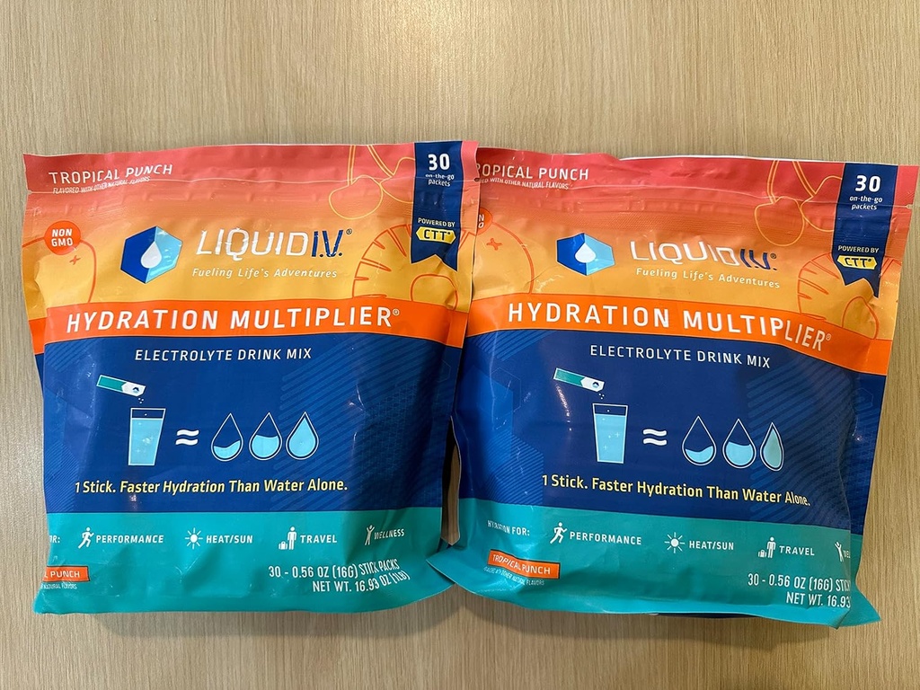 נוזל I.V. hydrotion Multiplier, טרופי Punch Flavor 2 שקיות (2X30 חבילות), 1 Count (Pack of 2)