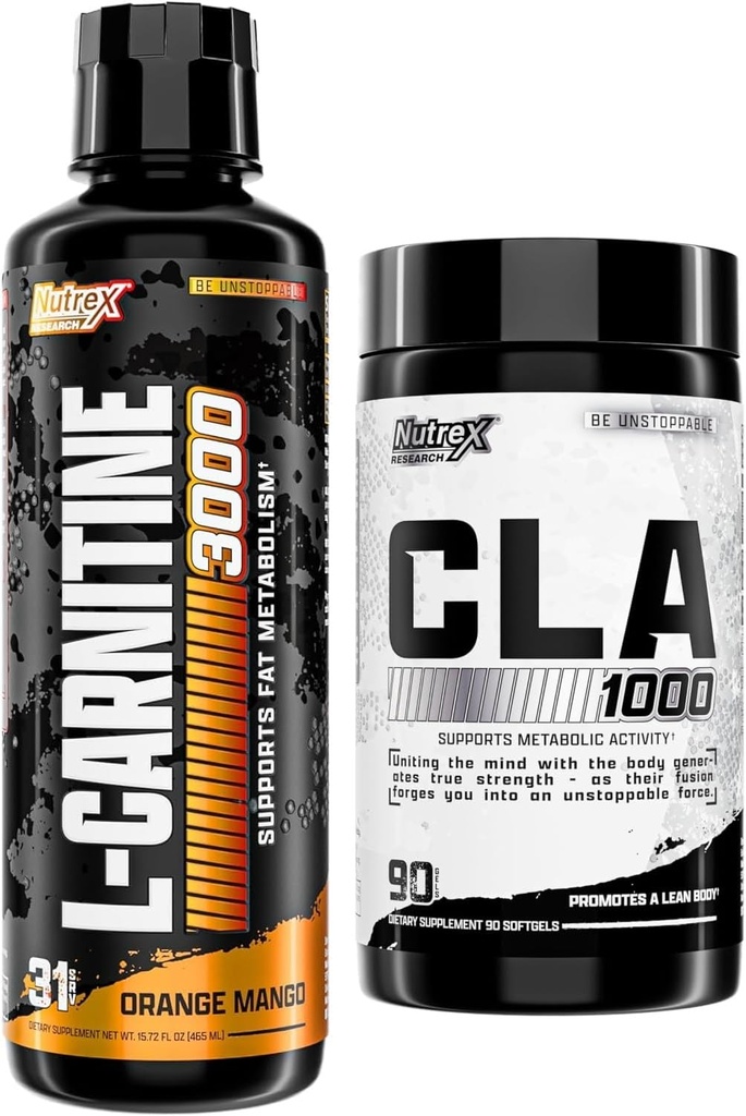 Nutrex Research Liquid Carnitine 3000 - CLA 90 Soft Gels - 1000 מ"ג Conjugated Linoleic Acid Active Band from Spflower Oil