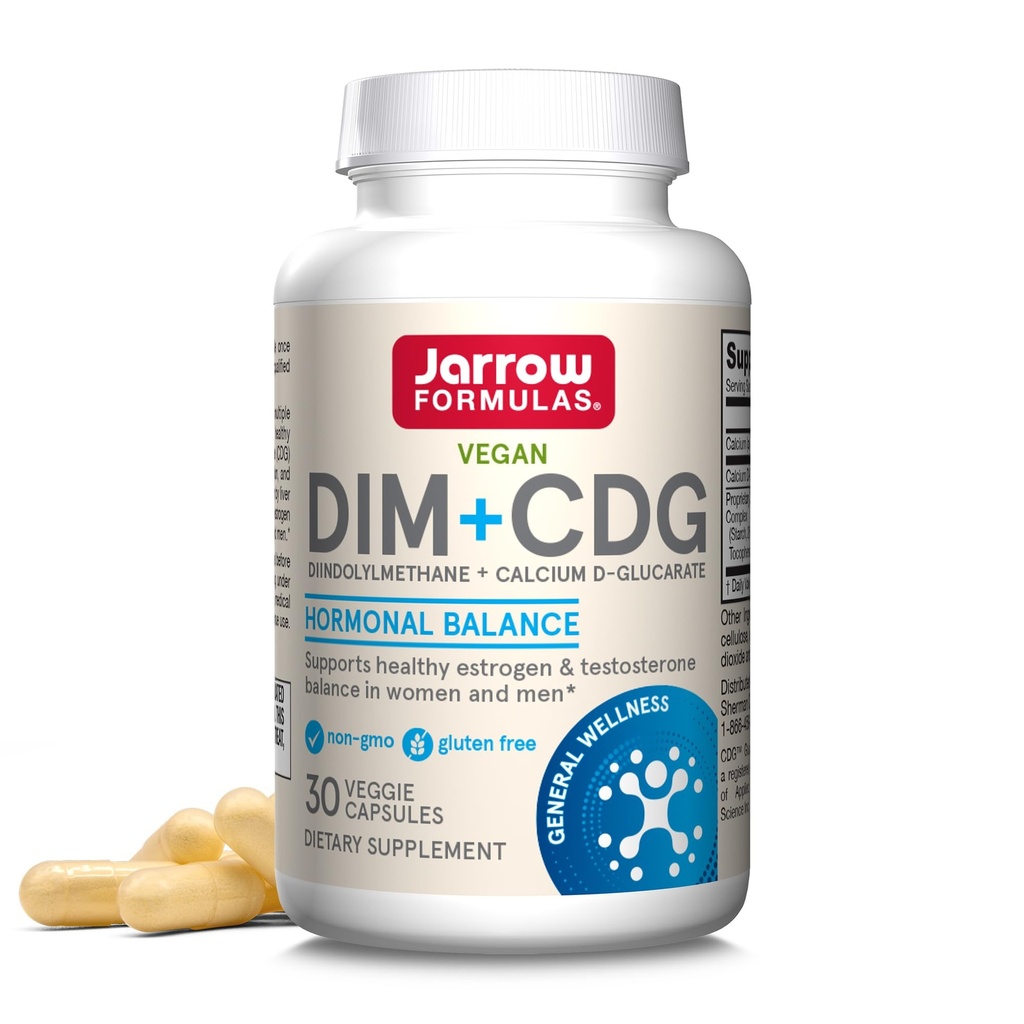 Jarrow Formulas - DIM + CDG Veggie כמוסות - 30 Count - DIM & CDG תוספת - עבור איזון הורמונלי - non-GMO - Gluten Free