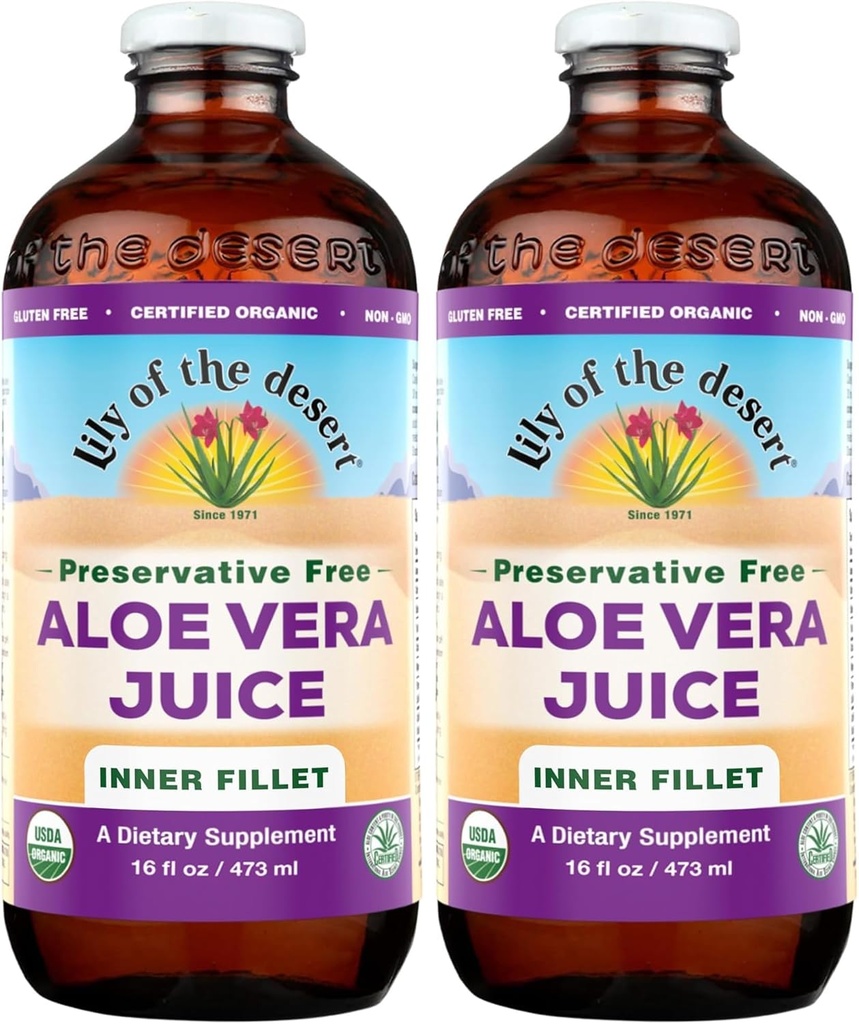 לילי של המדבר אורגני אלוורה Juice, Inner Fillet, 16 Fluid Ounce (Pack of 2)