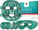 מדי יום Cooling Ice Face Mask ו- Cooling Eye Mask for Puffy Eyes & Migraine הקלה - Self Care Face Ice Pack עם ChillGel Face Ice Mask טכנולוגיה - Cooling Face Mask, עיניים פאות ו- Bag