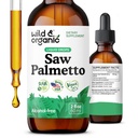 Wild & Organic Saw Palmetto Extracts - תמיכה שתן - Saw Palmetto for Men & Women - סרנוה נוזלי סרנוה Repens Berries - טבעוני, סוכר ואלכוהול חינם - 2 fl oz