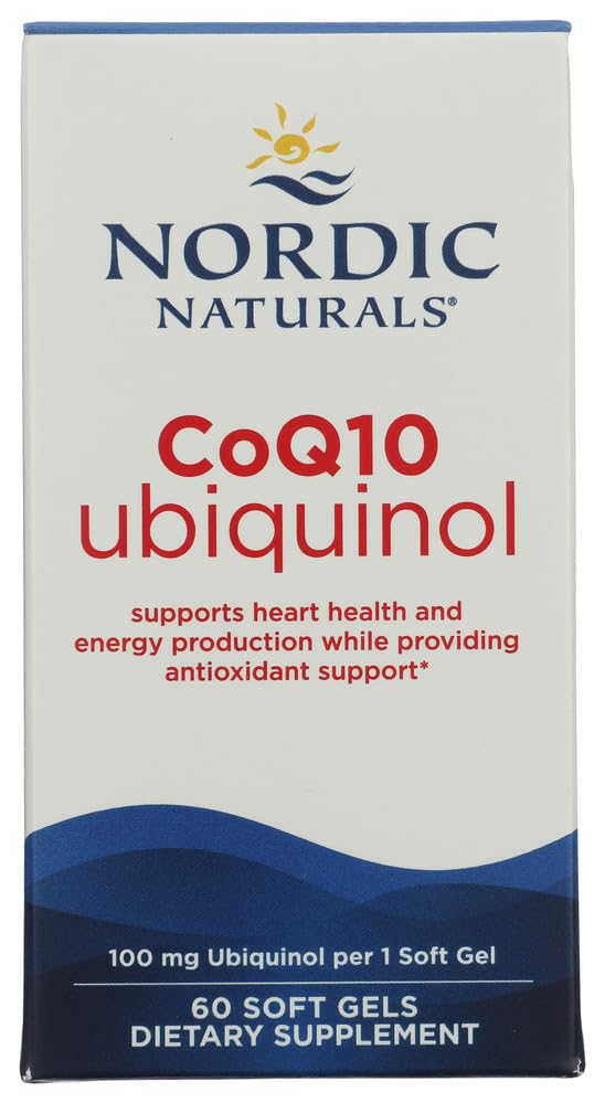 Nordic Naturals Nordic CoQ10 Ubiquinol - 60 מיני Soft Gels - 100 מ"ג Coenzyme Q10 (CoQ10) Ubiquinol - Heart & Brain Health, ייצור אנרגיה, תמיכה אנטי-חמצן - Non-GMO - 60 משרתים