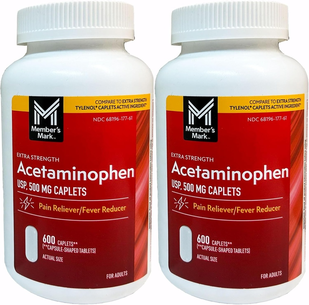 מארק 500 מ"ג תוספת כוח Acetaminophen MegaSize 2Pack (600 הרוזן כל) 7hm2Dcs