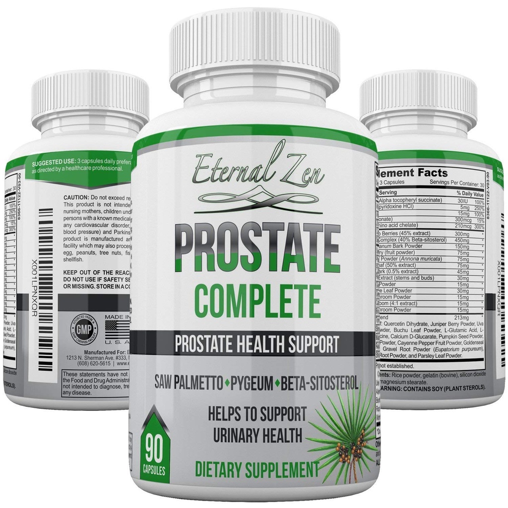Prostate Complete Herbal Health Support for Men, Saw Palmetto Sting Nettle Pygeum Beta-sitosterol Reishi Shiitake, 90 קפסולת הרוזן