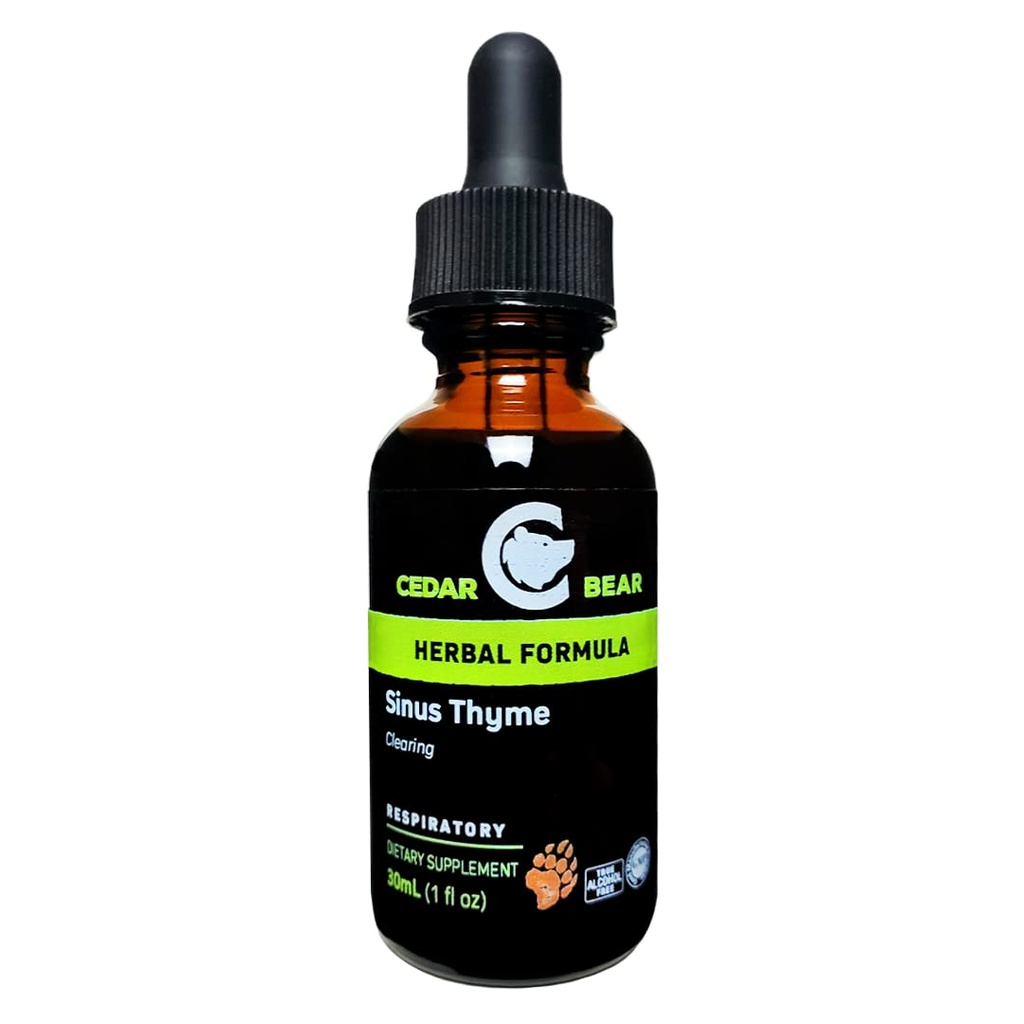 Cedar Bear Sinus Thyme תוסף צמחי נוזלי אשר תומך Clearfunctioning in the Sinuses ושיפור פונקציות Immune 1 oz / 30 מ"ל