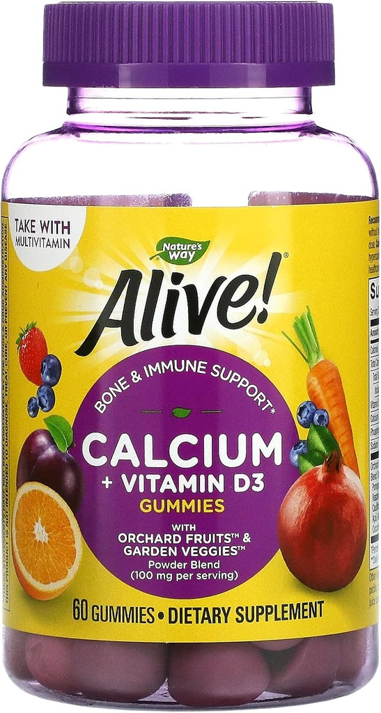 תמיד חיים! Calcium Plus D Gummies, 100 מ"ג, 60 CT