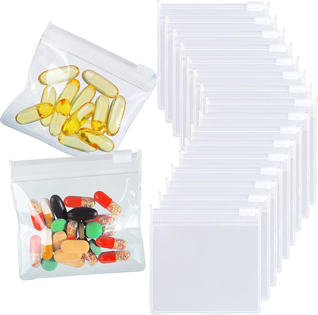 36 Packs Pill Pouch Bags BPA Free Pill Bags 12mil 3 x 2.75 Inch Transch Transchu Small Zip Reusable Drug Bags Seal Zipper Pouches for Travel Medicine מארגנת, תכשיטים, יצירות קטנות