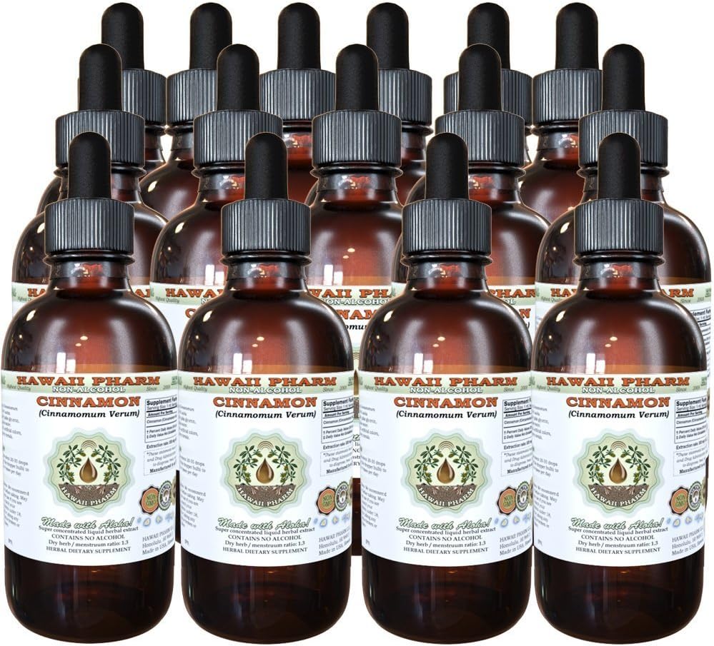 Cinnamon Alcohol-Free Extract, Cinnamon (Cinnamomum Verum) Dried Bark Glycerite הוואי Pharm טבעי צמחייה 15x4 oz