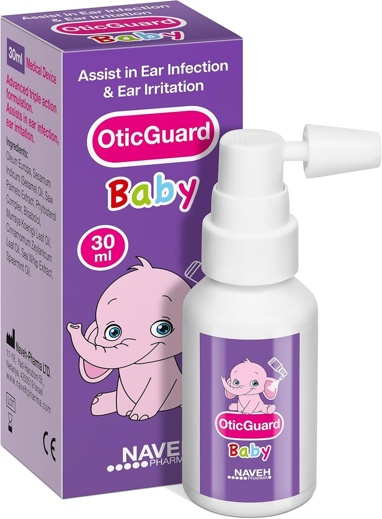 NAVEH PHARMA Otic Guard Baby Ear Drops - שמן אוזניים טבעי לאוזן וזיהום - Gentleאוזן ניקויer לתינוקות, טודלרים וילדים - Soothes Itchy אוזנייםs & Swimmer's אוזניים