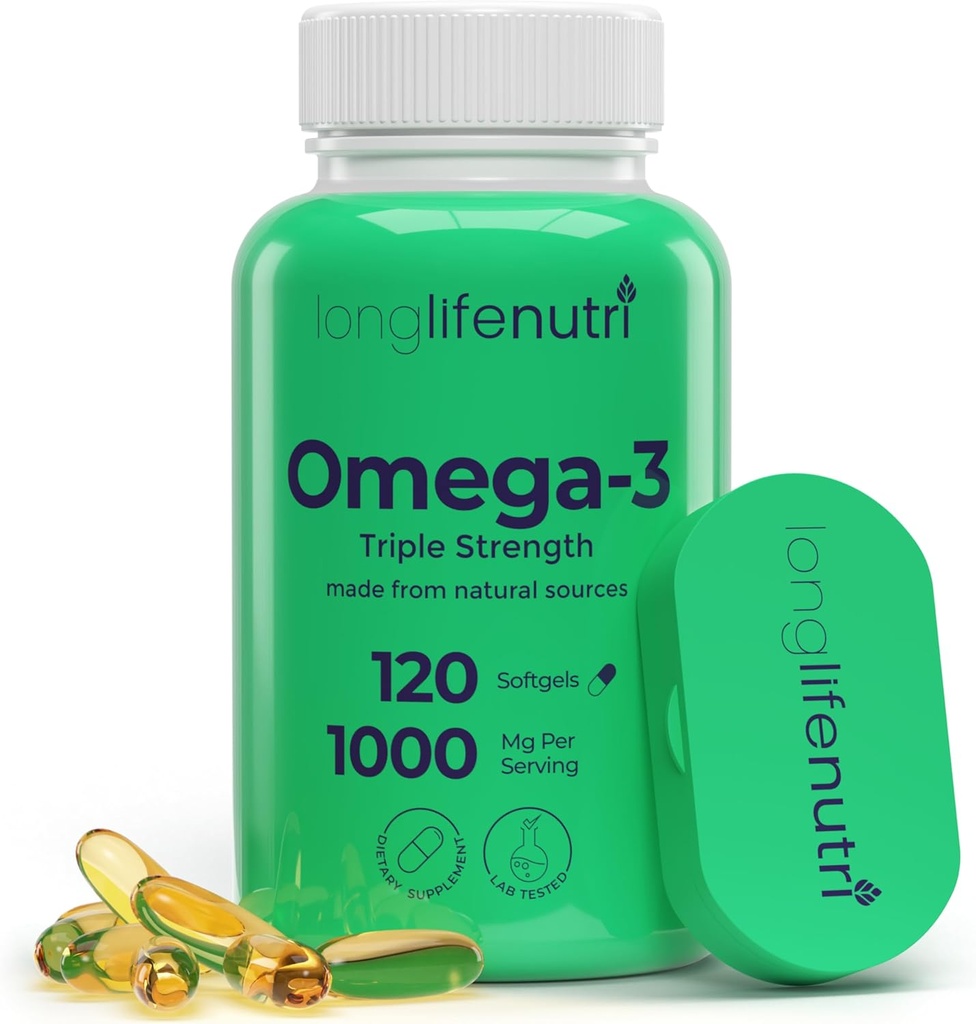 אומגה 3 שמן דגים 1000 מ"ג - עם גבוה EPA & DHA, 120 Softgels, שומן Acids תוספת עבור תפקוד קוגניטיבי, מ Salmon, 4 מונטה אספקה, GMP מוסמך, מיוצר בארה"ב