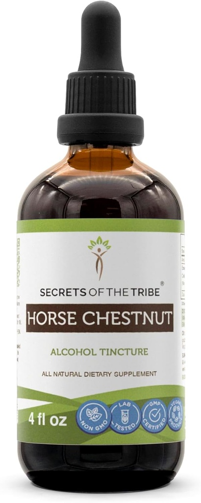 Secrets of the Tribe Horse Chestnut Alcohol Extract, Horse Chestnut (Aesculus hippocastanum) Dried Nut Tincture תוסף (4 FL OZ)