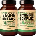 אומגה 3 & ויטמין B Complex Bundle - מבוסס צמחי DHA & EPA Fatty Acids, ויטמין B חיוני עם כל קערה מזון, B1, B2, B3, B5, B6, B7, Folate B7, Folate B7