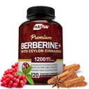 NutriFlair Premium Berberine HCL 1200 מ"ג, 120 קפסולות - Plus Pure True Ceylon Cinnamon, Berberine HCI Roots Pills - Immune System - נותן אופטימל 8% HCl