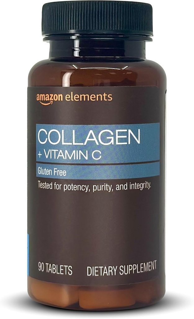אלמנטים Collagen Peptides + ויטמין C, 2,500 מ"ג Collagen Peptides לשרת, 90 טבליות, 1 חודש אספקה