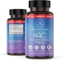 NAC תוספת N-Acetyl Cysteine 1000 מ"ג, Amino Acid, Natural Antioxidant, תמיכה Liver, Lung, Immune System, פוריות | 120 N-Acetyl-L-Cysteine קפסולת
