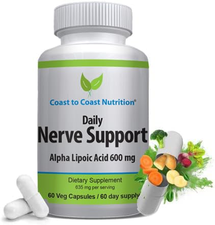 תמיכה עצבית - Advanced Nerve Relief with Alpha Lipoic Acid 650 מ"ג - ויטמינים עצביים עבור Ease of Hands, Legs ו- Foot Aches - 60 קפסולות / 30 יום אספקה