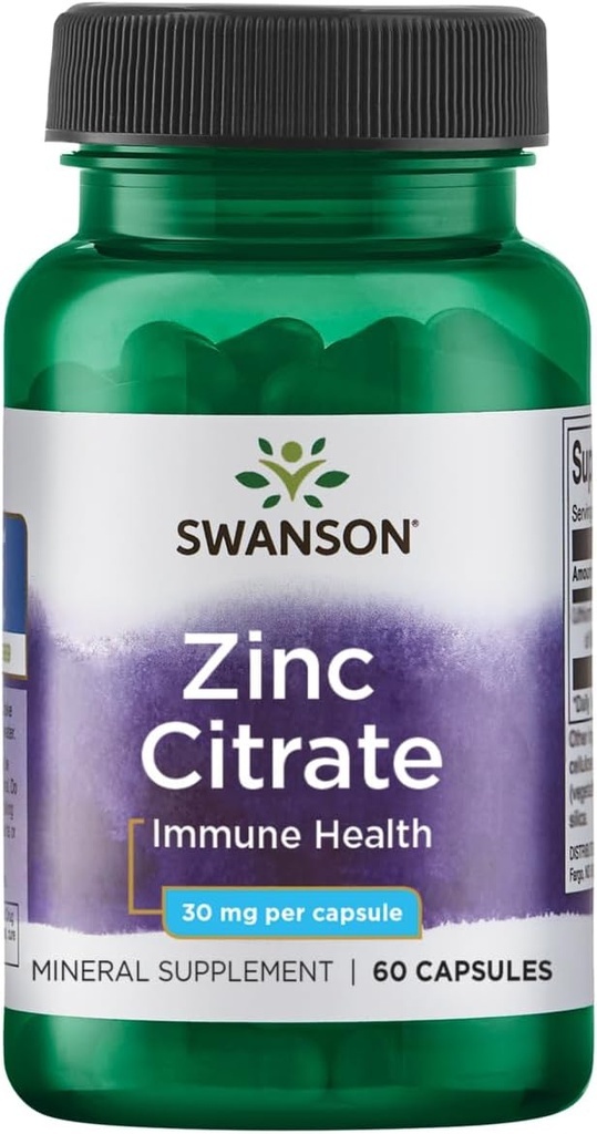 Swanson Zinc (Citrate) 30 מיליגרם 60 קפסולות