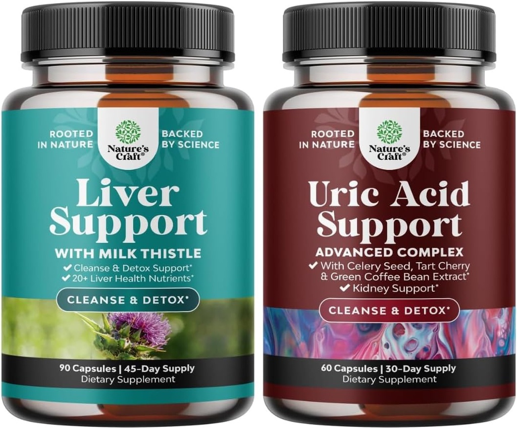 Bundle of Liver Cleanse Detox & Fix - Silymarin Milk Thistle with Dandelion Root & Artichoke Extract and Green Coffee Bean Extractse & Detox - Turmeric Tart Cherry & Celery Seed Seed