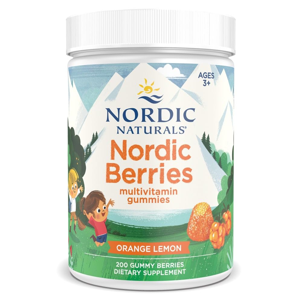 Nordic Naturals Nordic Berries, Citrus - 200 מסטיק ברדס - גדול-Tasting Multivitamin במשך ימים 3 - צמיחה, פיתוח, איכות אופטימלית - Non-GMO, Vegetarian - 50 משרתים