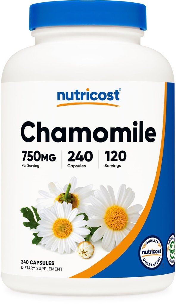 מזון זול Chamomile 750 מ"ג, 240 קפסולות צמחוניות, 120 משרתות - non-GMO, Gluten Freeten