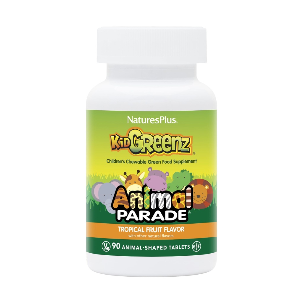 האותיות הקטנות של Nature's Plus Ape Kidgreenz Chewable Tablet