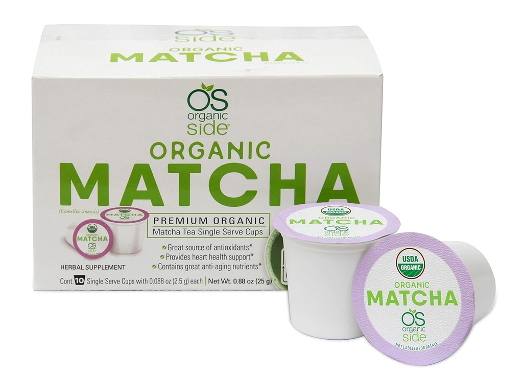 Greenside Detox Herbal Tea Single Serve Cups Matcha - מכיל חומרים מזינים אנטי-אייג'ינג ואנטיoxidants - Herbal Body Supplements - כולל 20 גביעים (3 גרם משרת / דיקור)