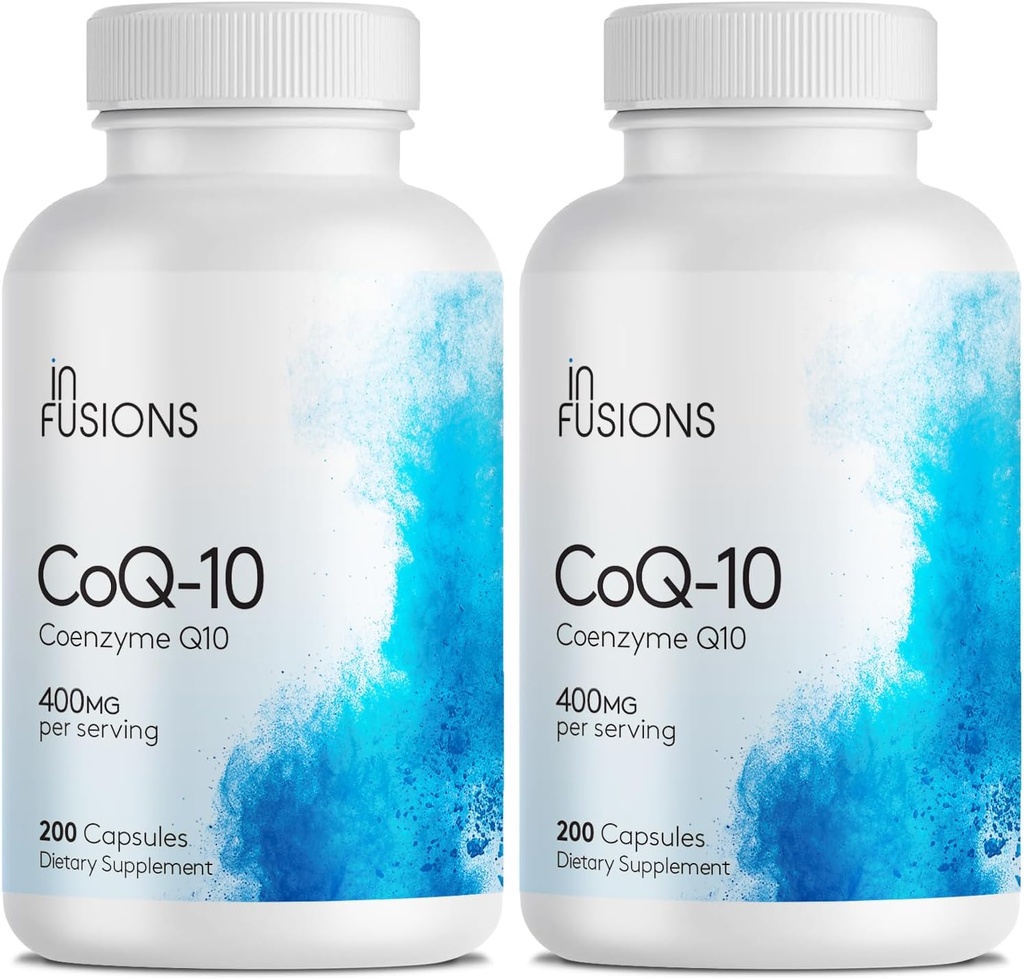 Infusions Pure אקסטרה כוח CoQ10 400 מ"ג 400 קפסולות גבוהות Glusorption Gluten Free non-GMO 2 Pack