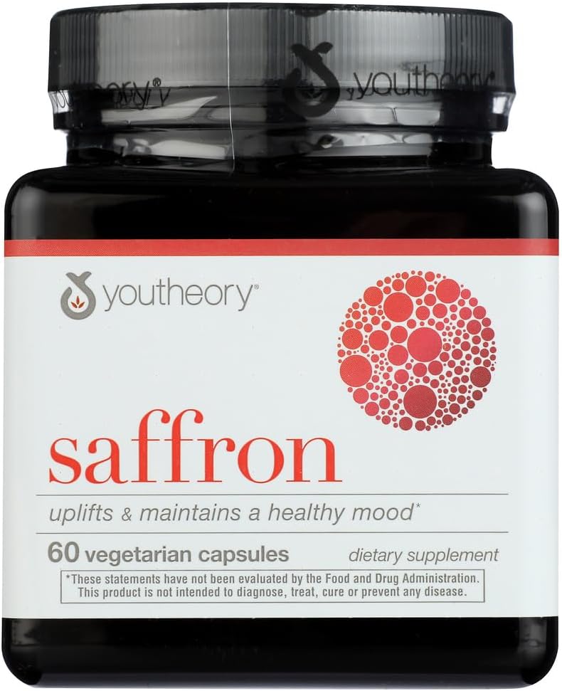 Youtheory Saffron Advanced Dietary תוסף, Elevates Mood & Mental Focus, 60 קפסולות