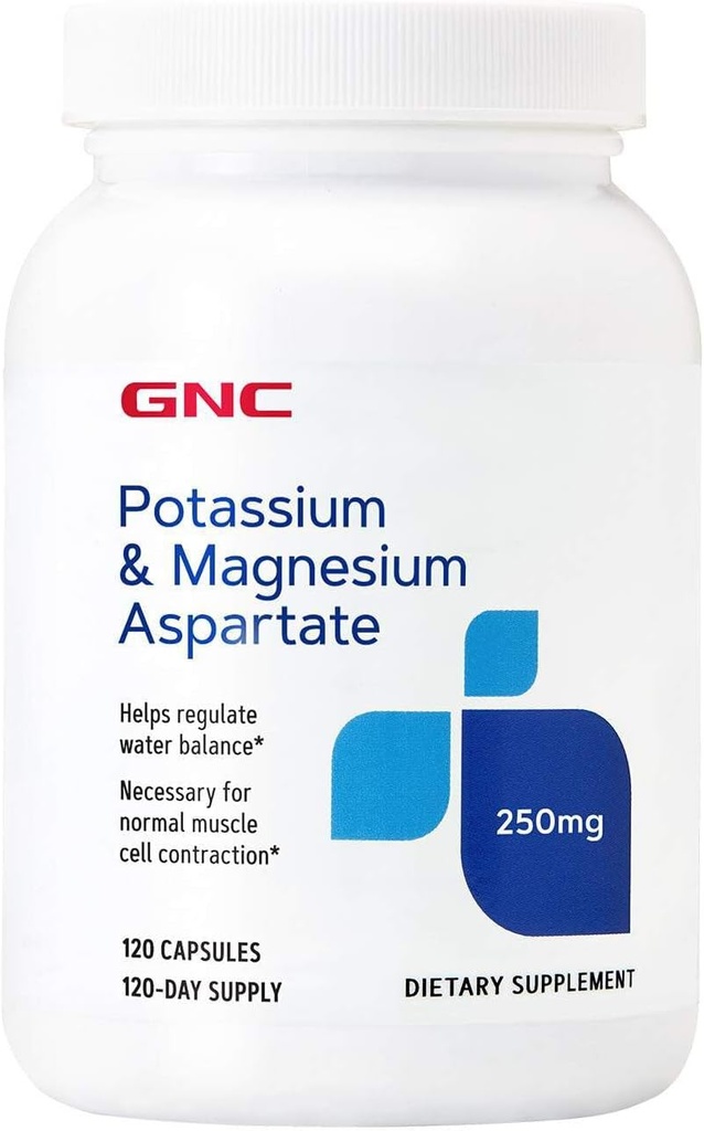 GNC Potassium ו- Magnesium Aspartate 250 מ"ג, עוזר Regulate Water Balance, 120 משרתות