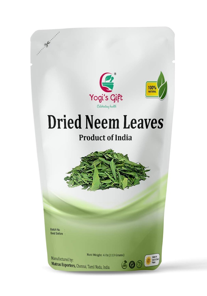 המתנה של יוגי | אורגני Dried Neem Leaves 4 oz | 100% תה רעל טבעי (approx 1800 Whole Leaves) | מוצר של הודו | Azadirachta Indica Leaf | Margosa Leaves | Non-GMO, מקור אתיקה