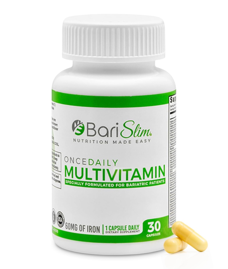 BariSlim Once Daily Bariatric Multivitamin קפסולת - 60 מ"ג של ברזל - ויטמין בראטרי ותוסף לניתוח דואר כולל Gastric Bypass & Gastric ; 30 יום אספקה