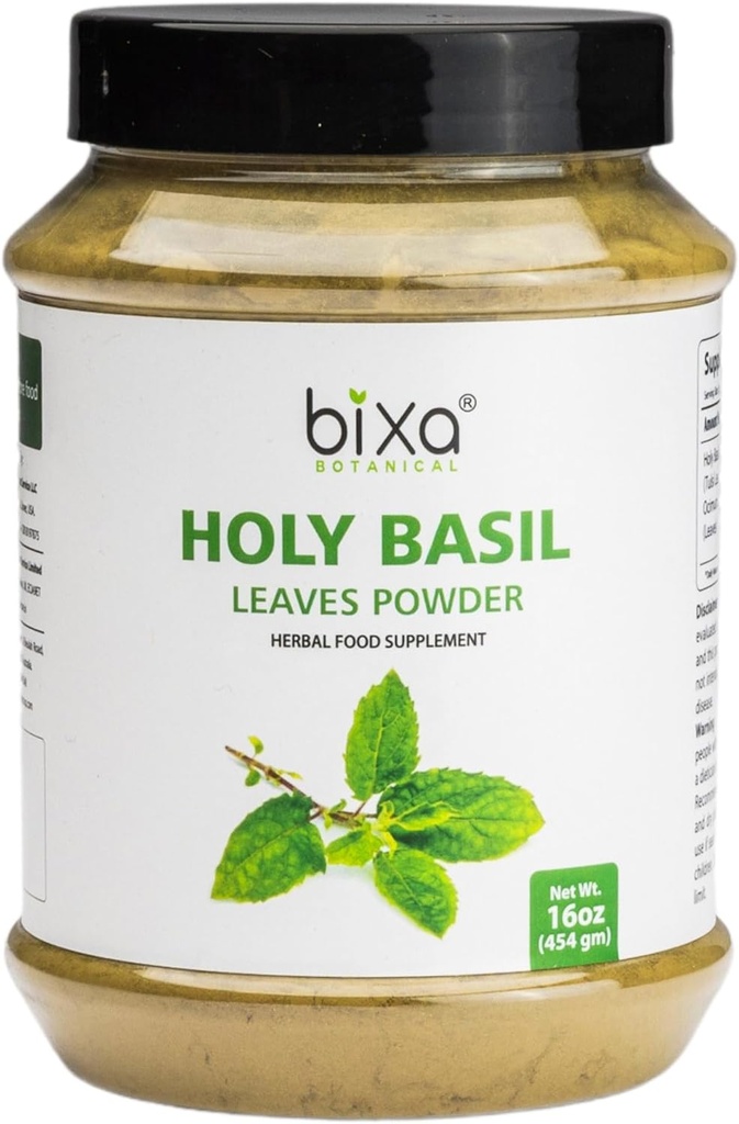 Tulsi Leaves אבקת (Holy Beck, Ocimum Sanctum) תמיכה Immunity,Healthy Breathing, Oral Care, ניתן לקחת עם תה | איכות תזונה טבעית - 454g / 16 Oz | חבילת 1 1 1
