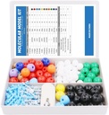 Swpeet 200 Pcs Molecular Model Kit for Organic and Inorganic Chemistry, Chemical Molecular Model Student and Teacher Set - 83 Atoms & 116 קישורים & 1 Short Link Remover Tool