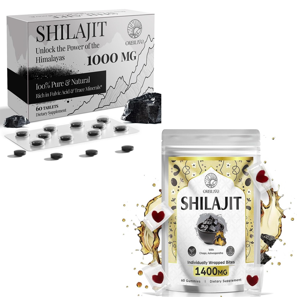 1400 MG Shilajit 60 חניכיים עם 1000 MG Shilajit טבליות 60 הרוזן