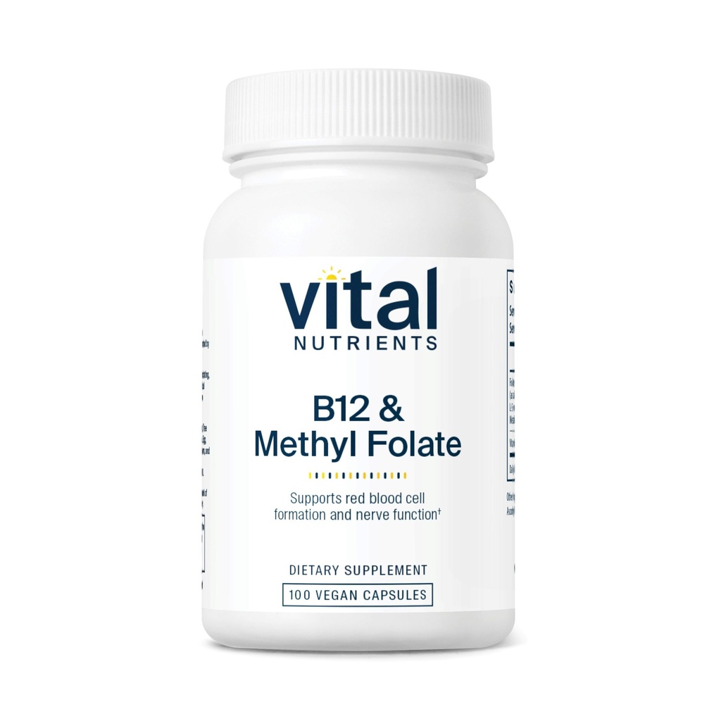 Vital Nutrients Vitamin B12 & Methyl Folate, 100 Capsules