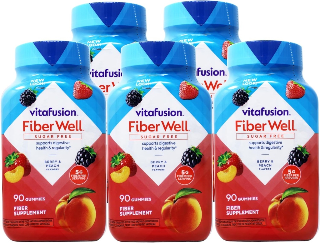 VitaFusion, סיבים וחניכיים, תוסף סיבים, כמו גם פלבמור - 90 חניכיים, Pack של 5
