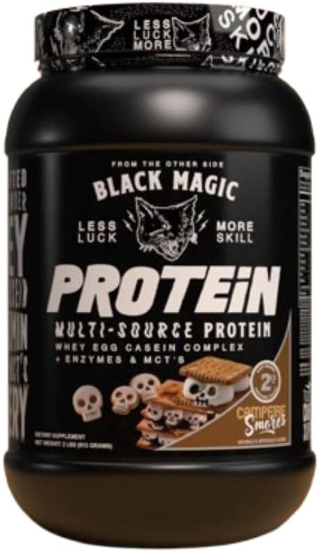 תזונה גלובלית Bundle תואם אבקת חלבון שחור - Multi-Source Whey, Egg & Casein Complex with Enzymes & MCT- 2LB קמפפייר Smores Flavor עם Multi-Purpose Keychain