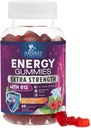 Energy Gummies - Vitamin B12 1000 mcg Per Serving - Daily Energy Chews with Natural Caffeine from Green Tea, Berry Flavored B12 Gummy Exercise Supplement for Running Cycling & Sports - 60 Gummies