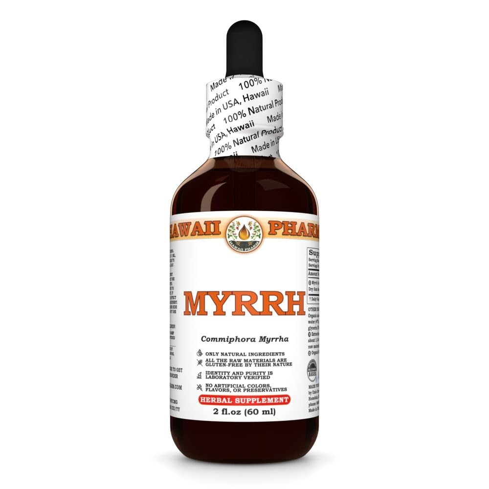 תמצית נוזלי Myrrh, אורגני Myrrh (Commiphora myrrha) Tincture Herbal תוסף, הוואי Pharm, Made בארה"ב, 2 floz.