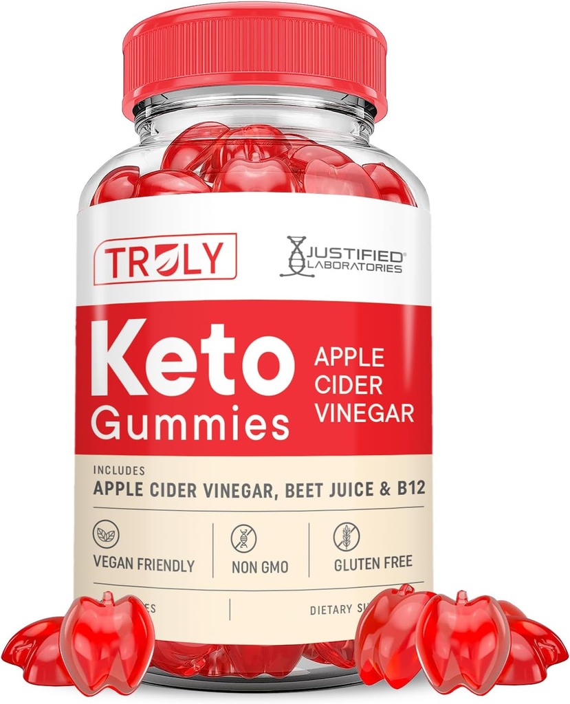 Truly Keto ACV Gummies מתקדם פורמולה 1000MG Truly Keto Gummies Apple Cider Vinegar פורמולה עם אבקת מיץ Pomegranate B12 טבעוני non GMO 60