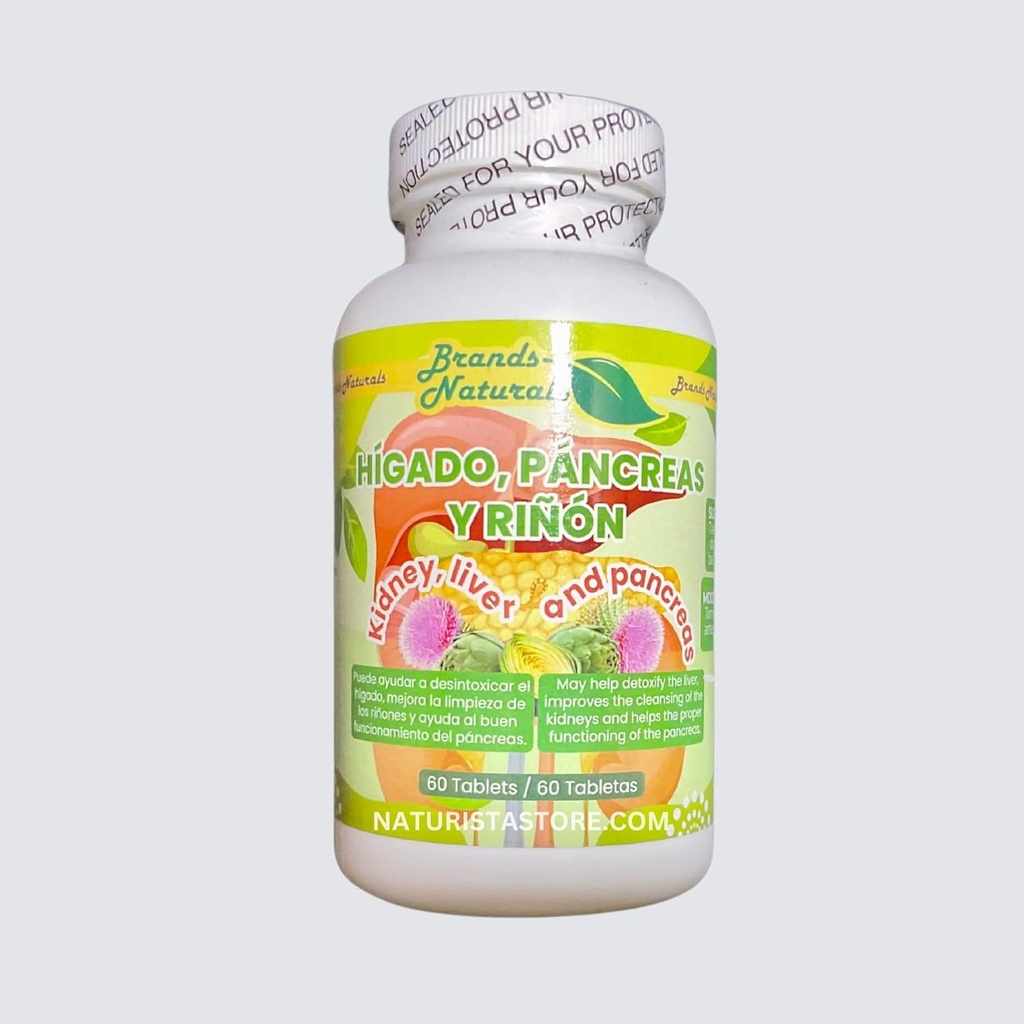 מותגים Generic Brands Naturals Kidney Liver & Pancreas (Higado Pancreas Y Rinones) 60 Tabs