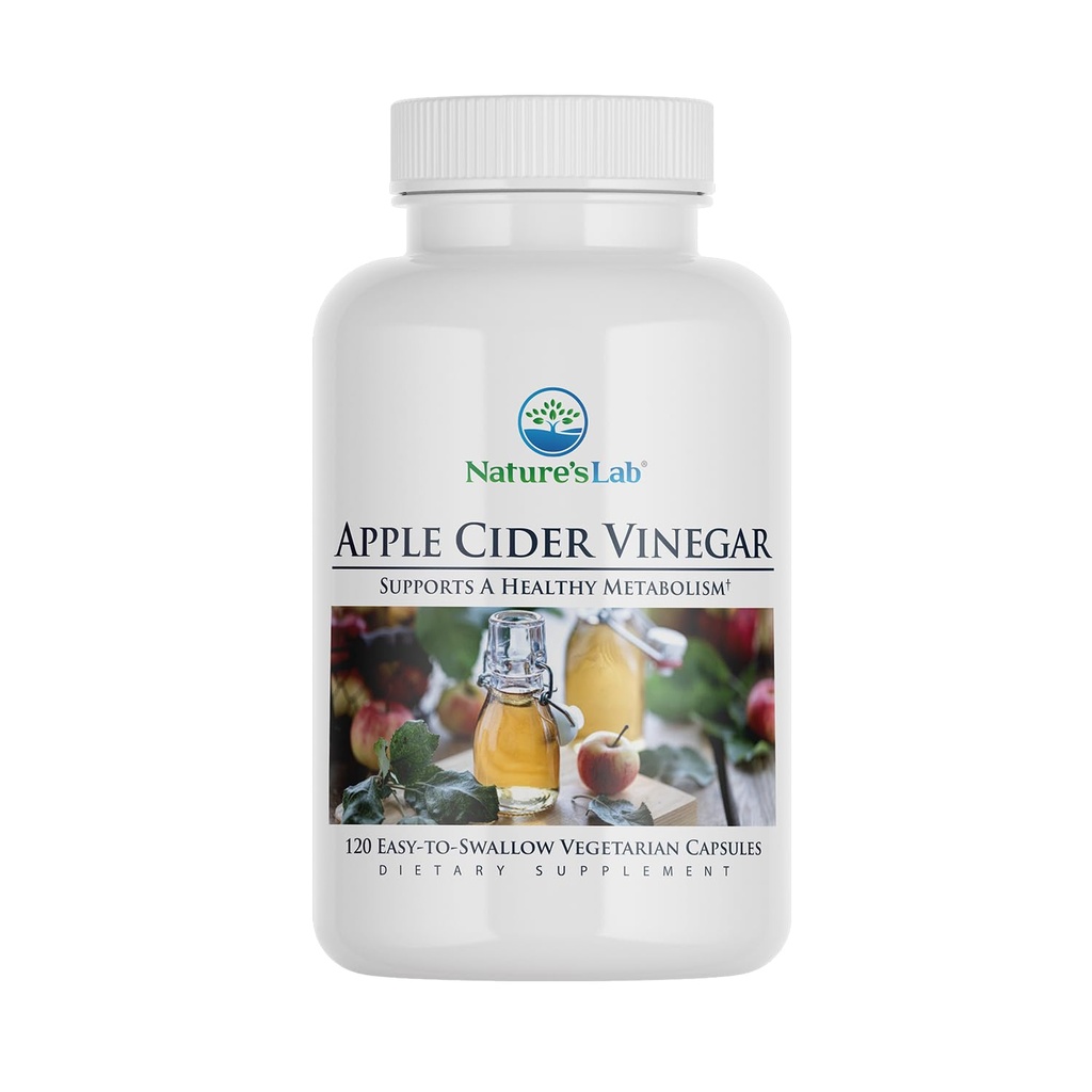 Nature's Lab Apple Cider Vinegar 1200mg with Chromium - 120 Capsules (60 Day Supply)